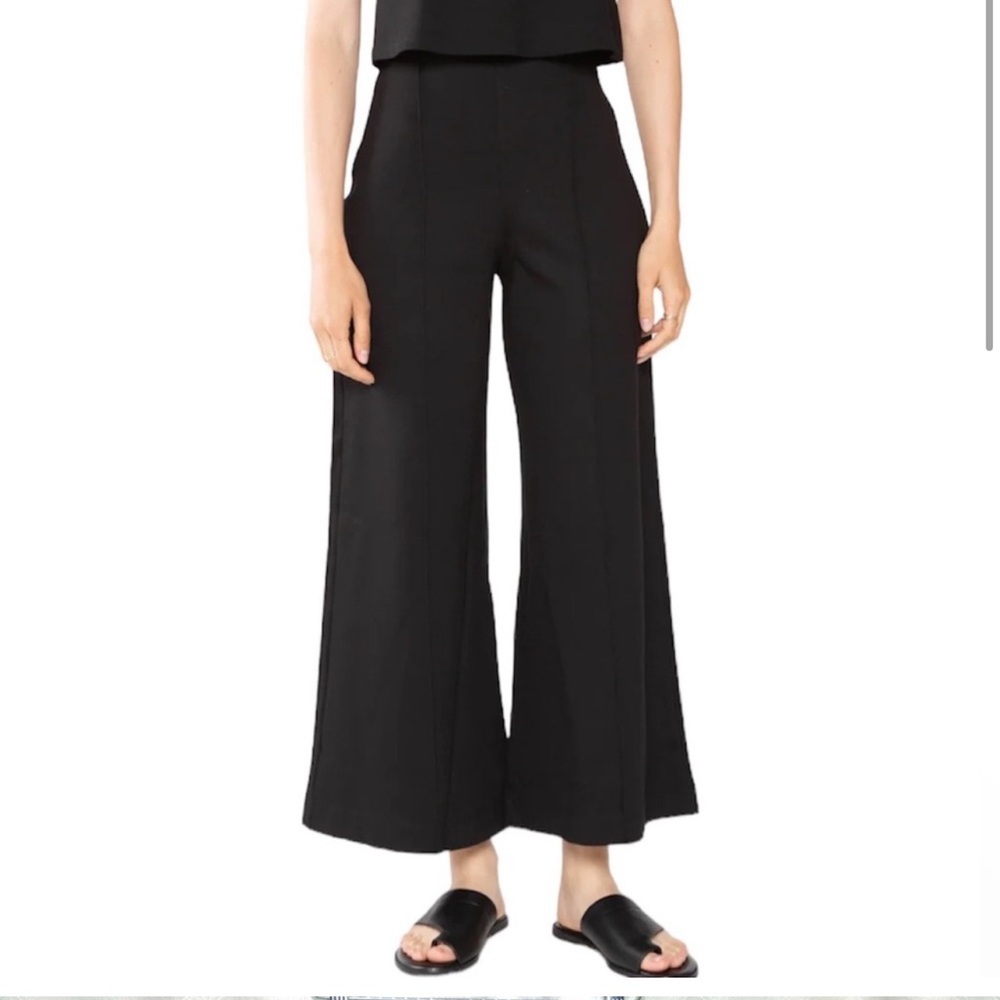 SAVE $98 NWOT Ripley Rader Black Ponte Knit Wide Leg Pant Cropped